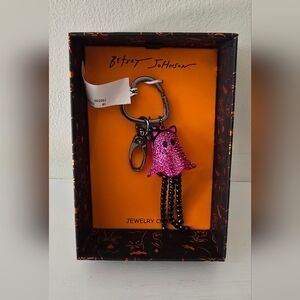 Betsey Johnson Pink Cat Ghost Keychain Bag Charm – Rhinestones, NWT in Box